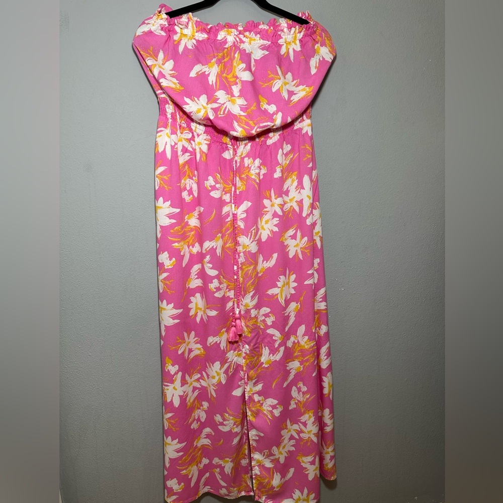 Jessica Simpson Pink Floral Maxi Dress strapless and lightweight size L